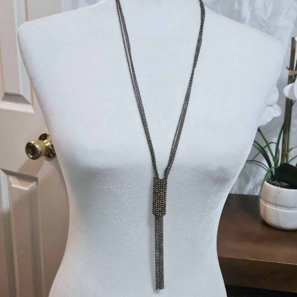 Sweet Lola Light Brown Rhinestone Long Necklace